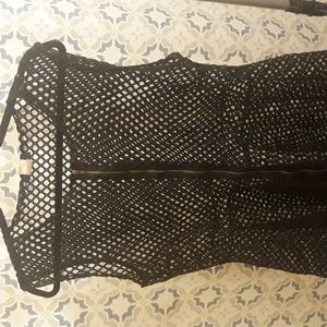 BLACK BLUSH FISHNET BLOUSE WITH MIDDLE ZIPPER